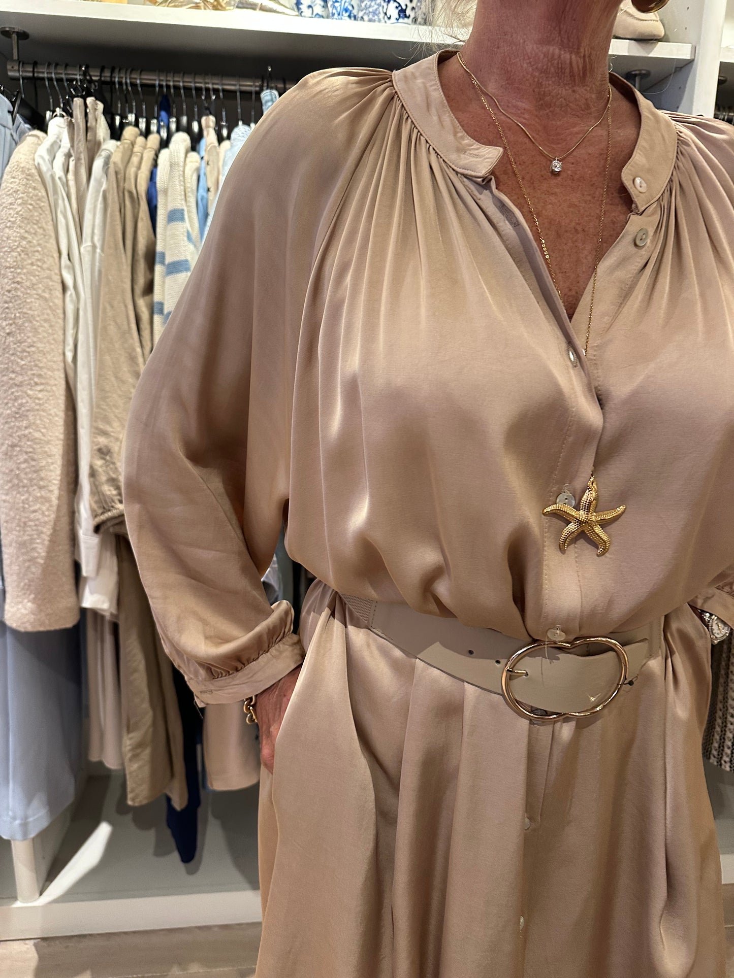 Jurk silk beige