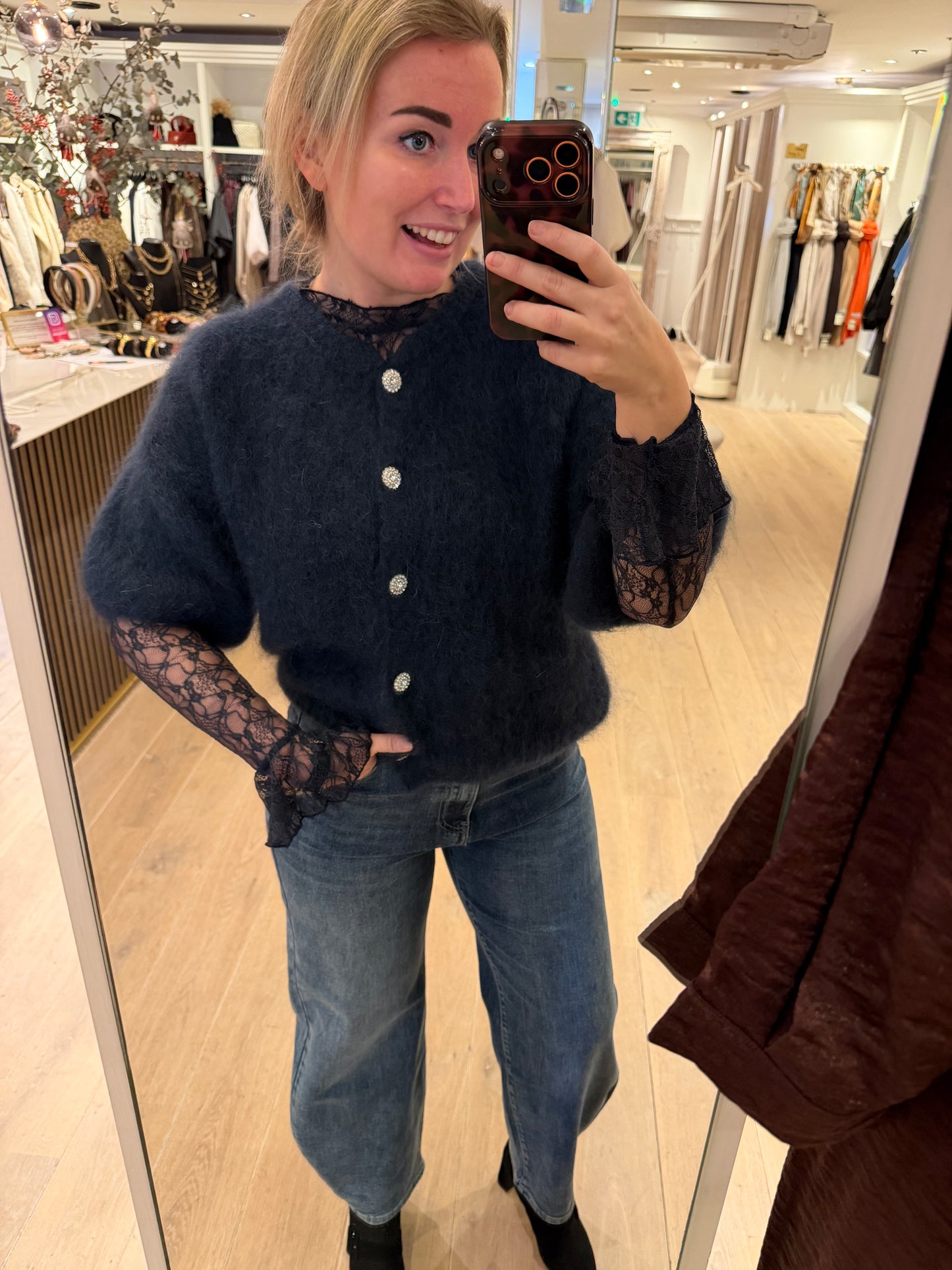 Kanten top donkerblauw