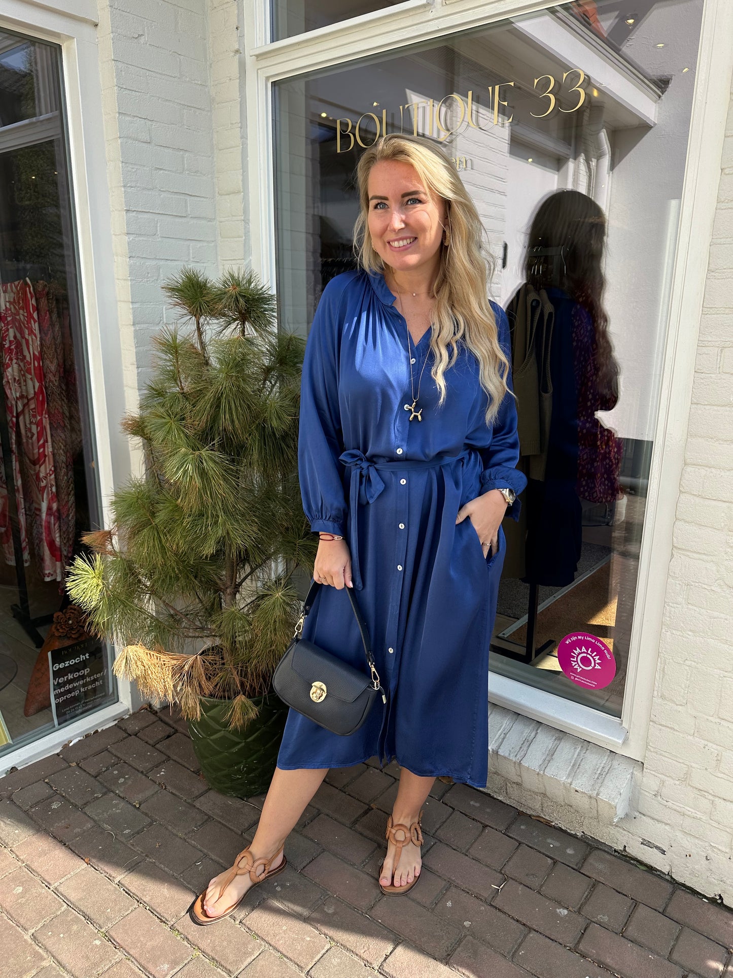 Jurk silk blue
