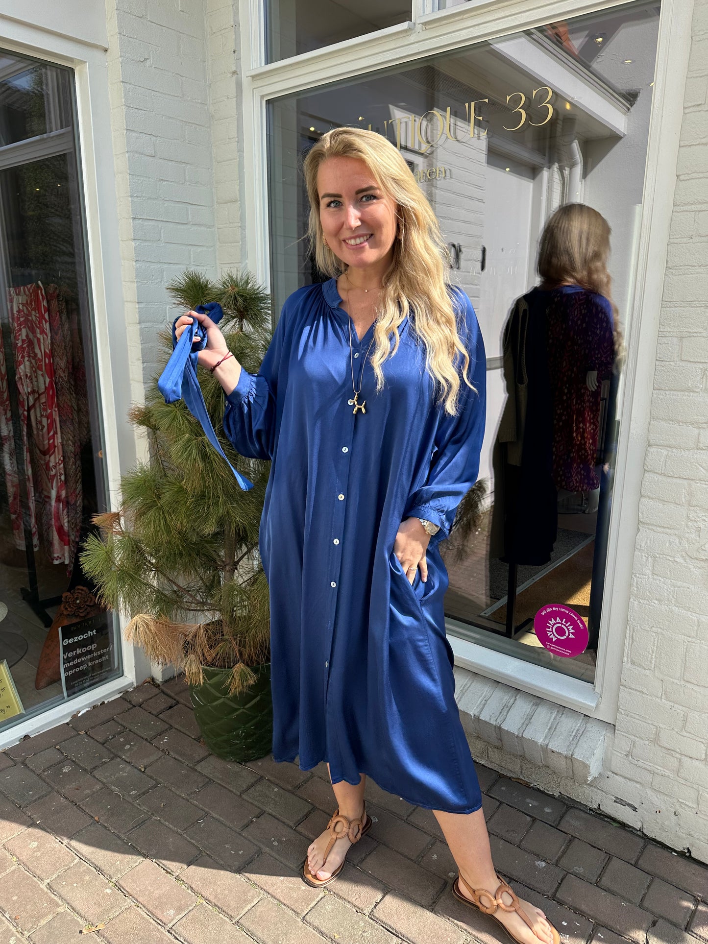 Jurk silk blue