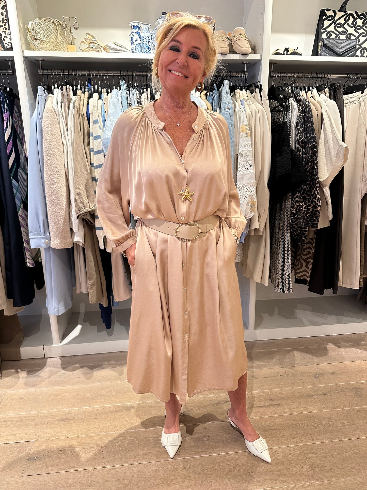 Jurk silk beige