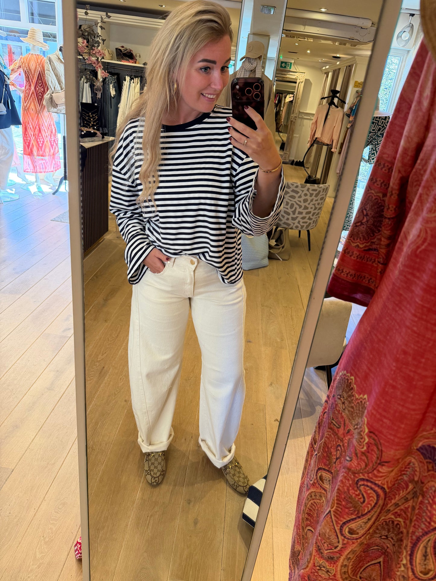 Jeans barrel creme