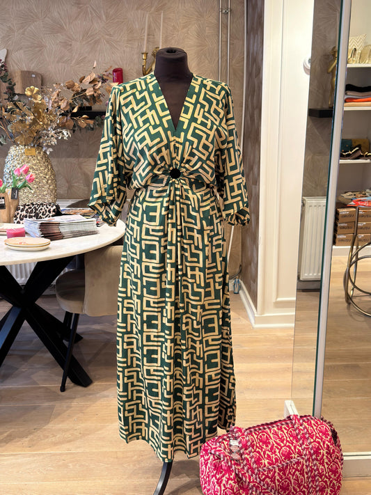 Marbella jurk groen creme