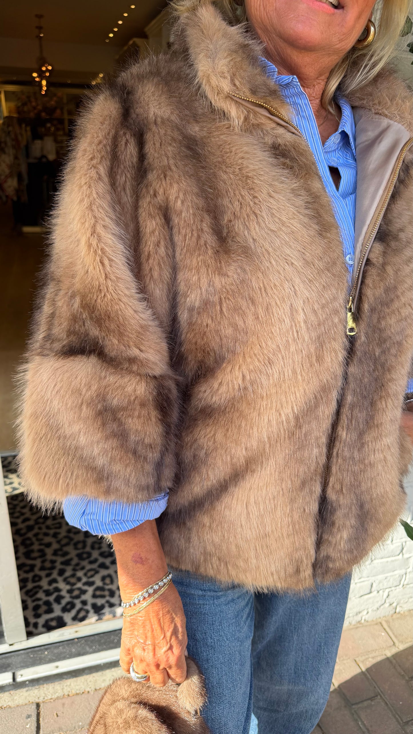 Faux fur jas melee