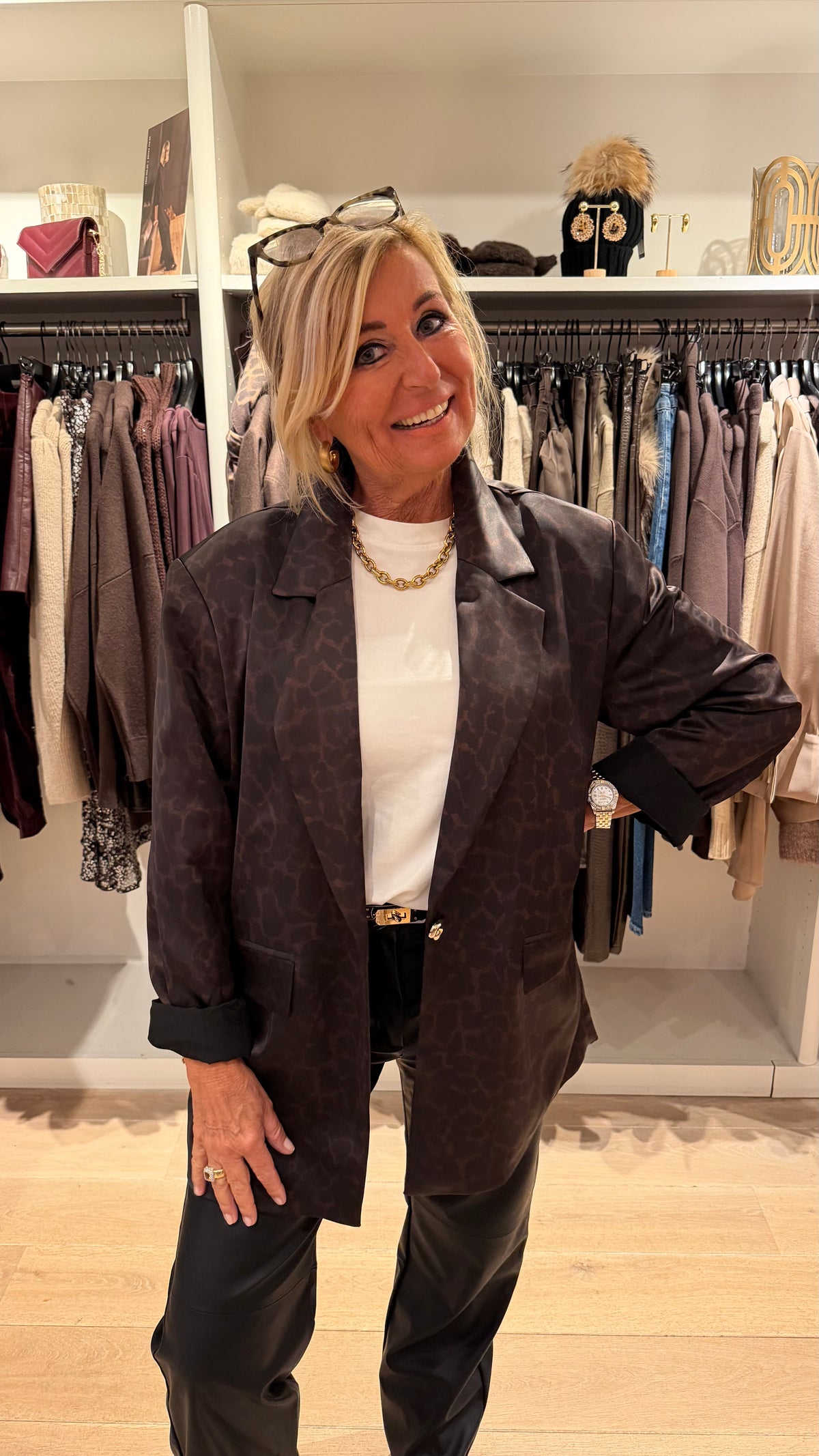 Culture panter satin blazer