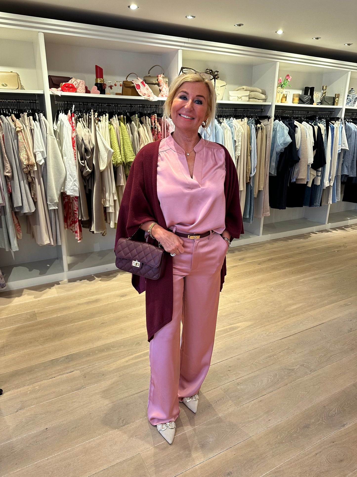 Emmett satijnen broek roze