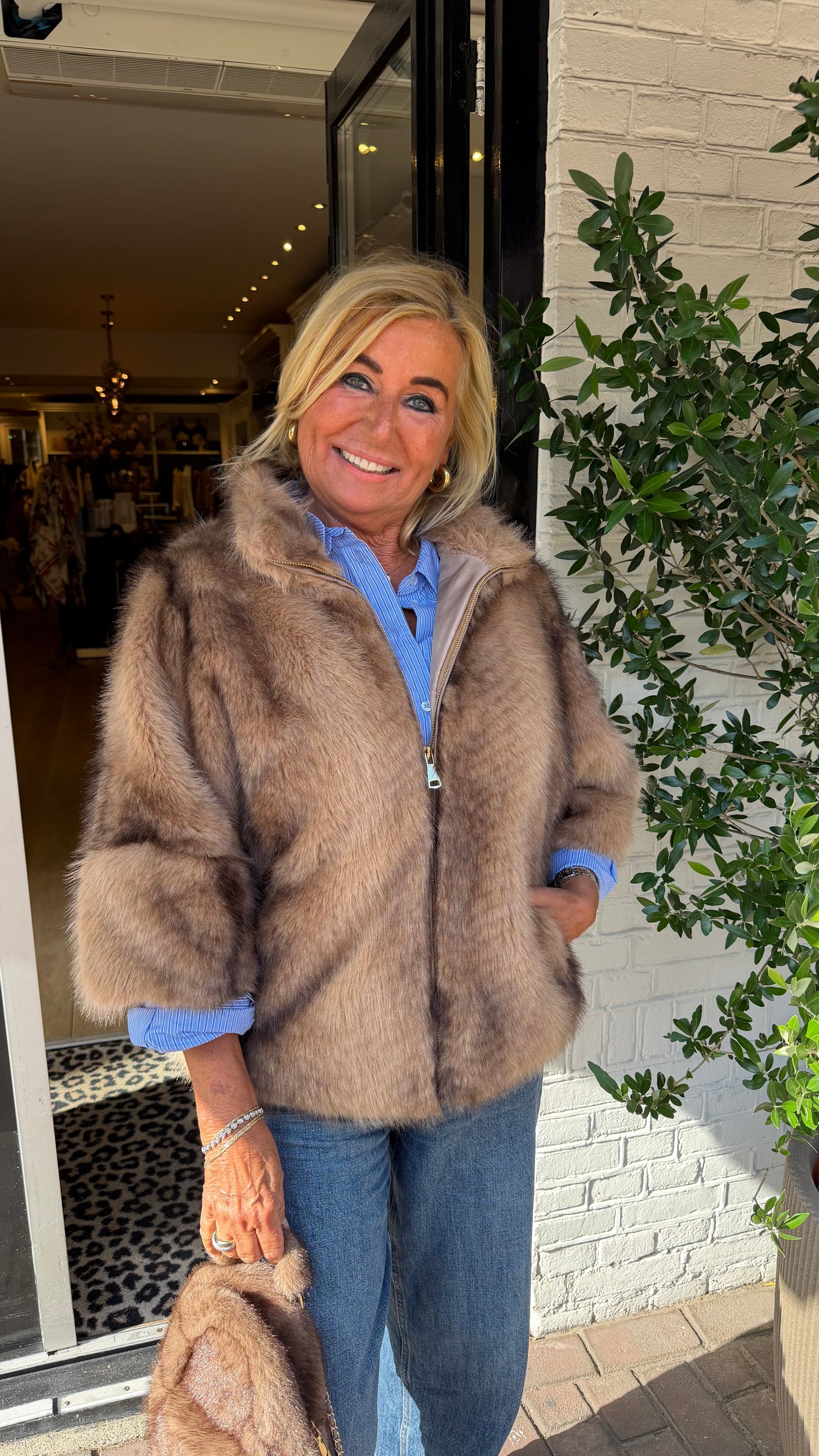 Faux fur jas melee