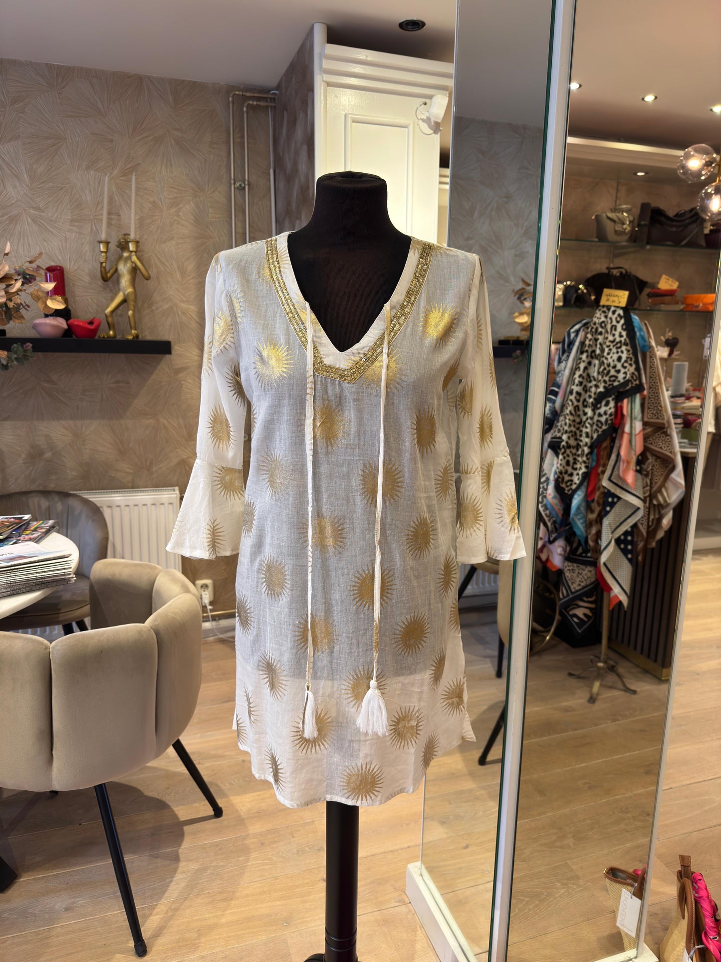 Marbella tuniek wit goud