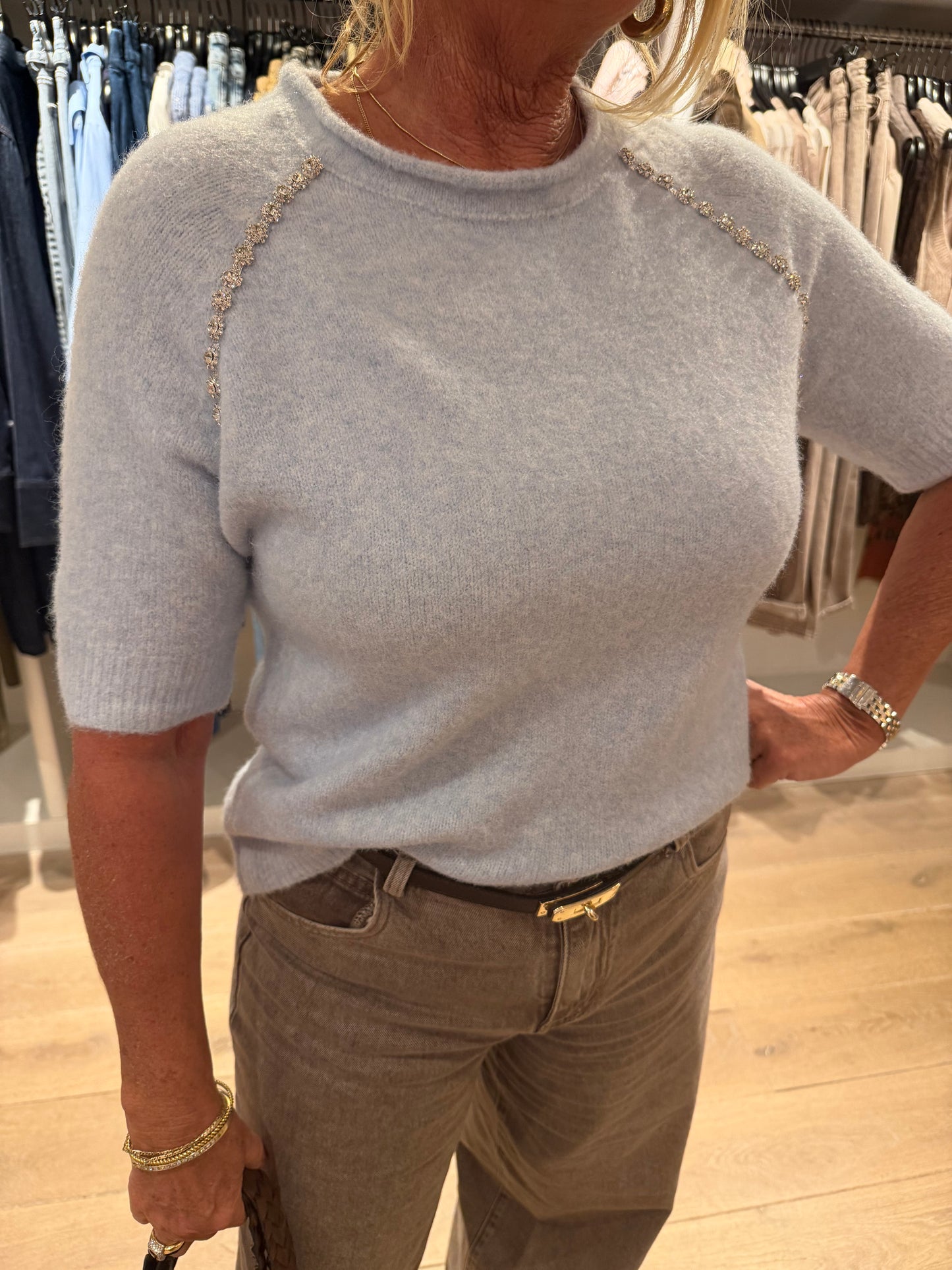 Blauw truitje strass