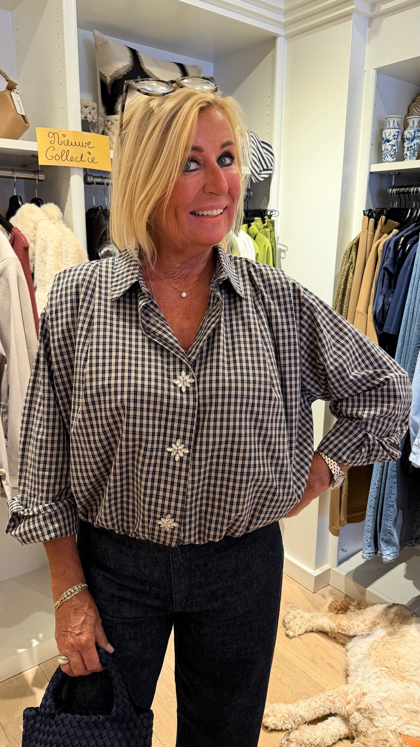 Blouse ruit blauw