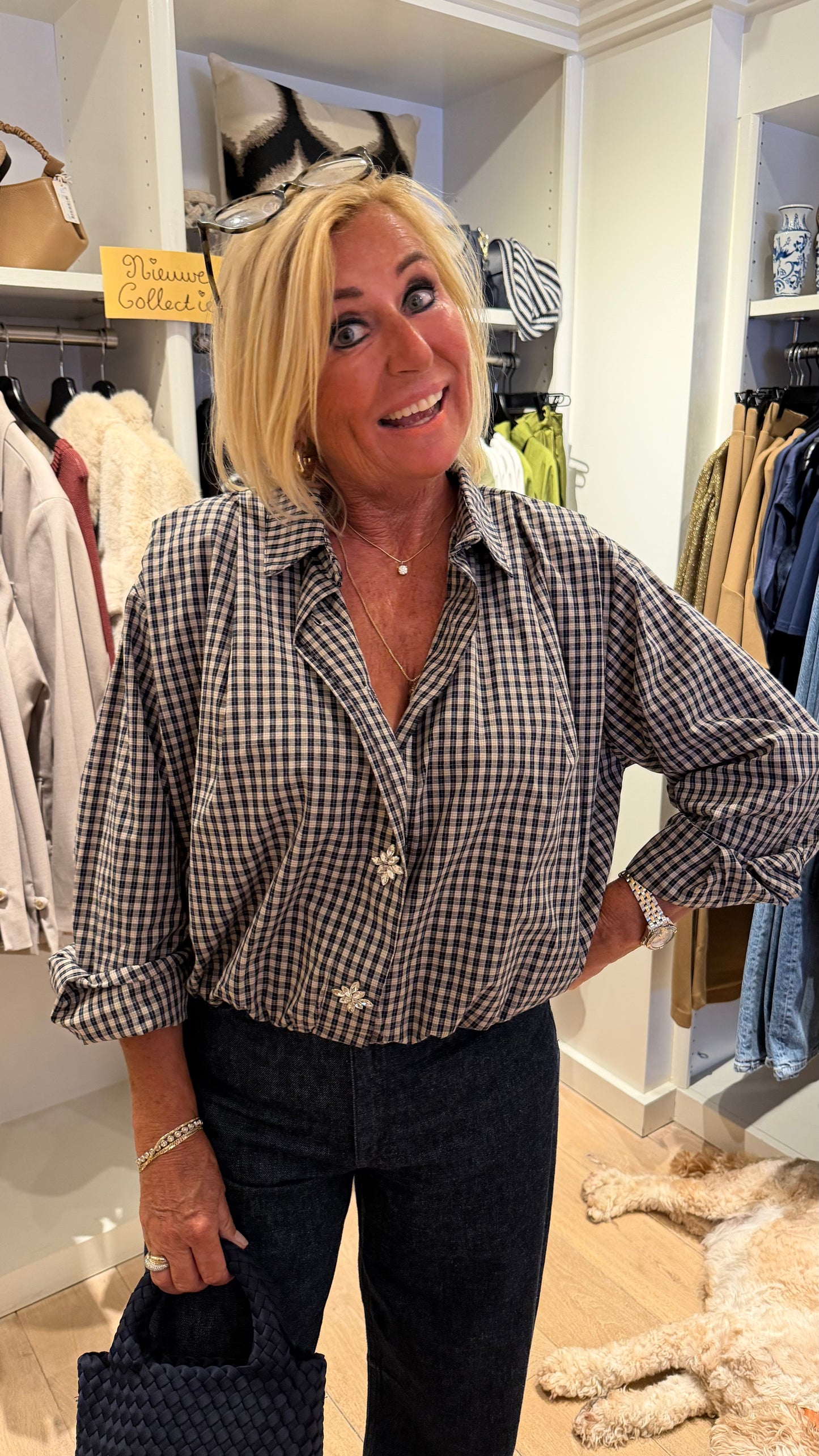 Blouse ruit blauw