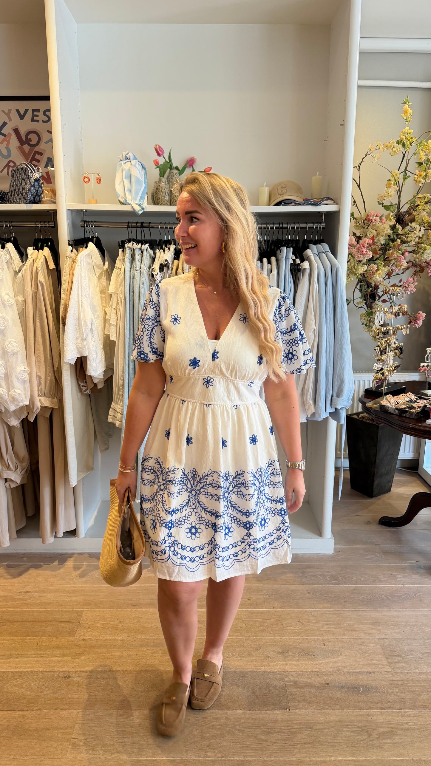 Blauw wit jurkje