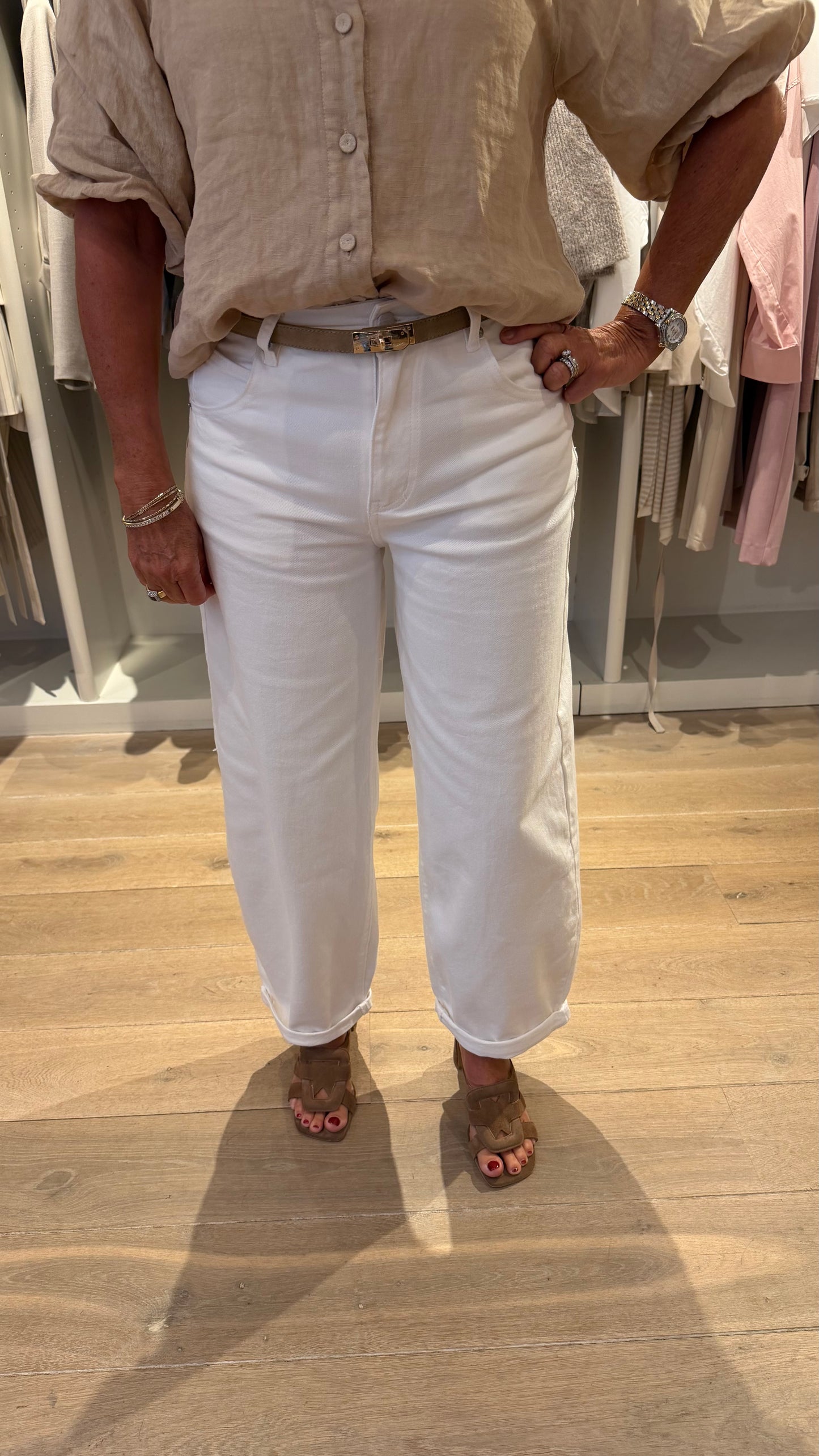 Barrel jeans wit