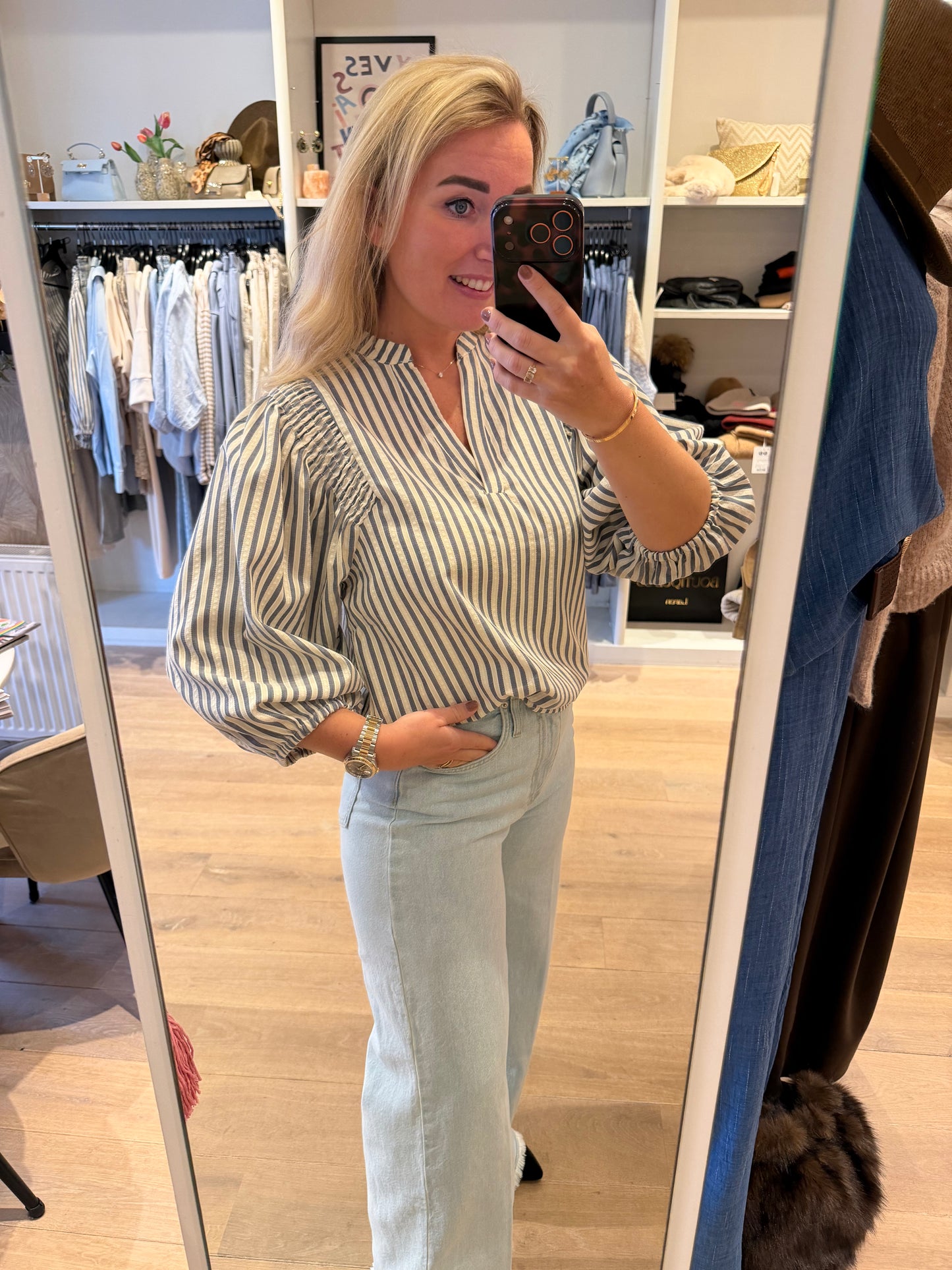 Peppercorn blouse streep