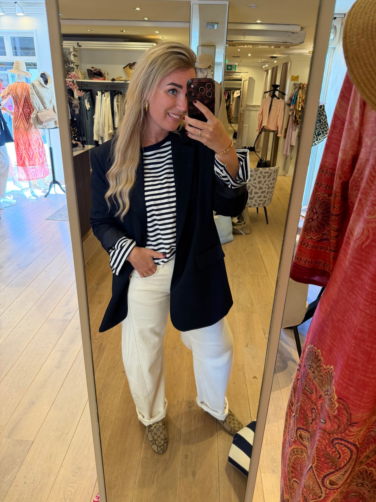 Jeans barrel creme