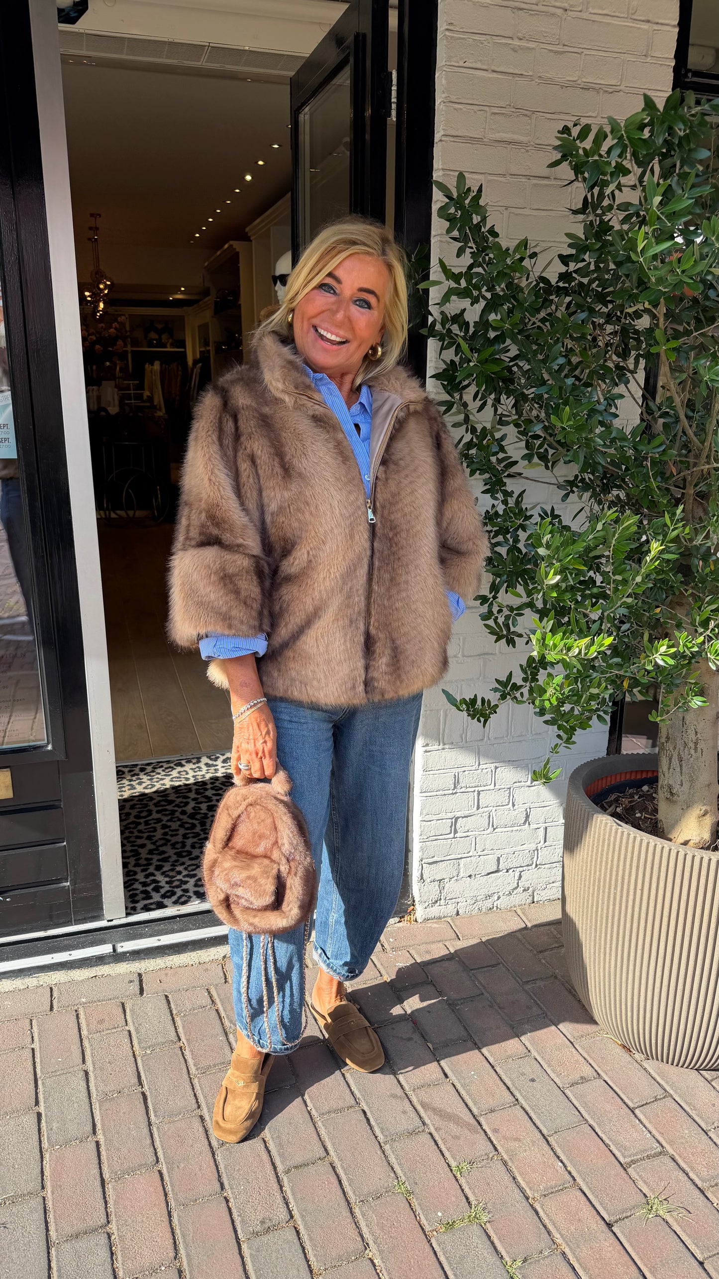 Faux fur jas melee