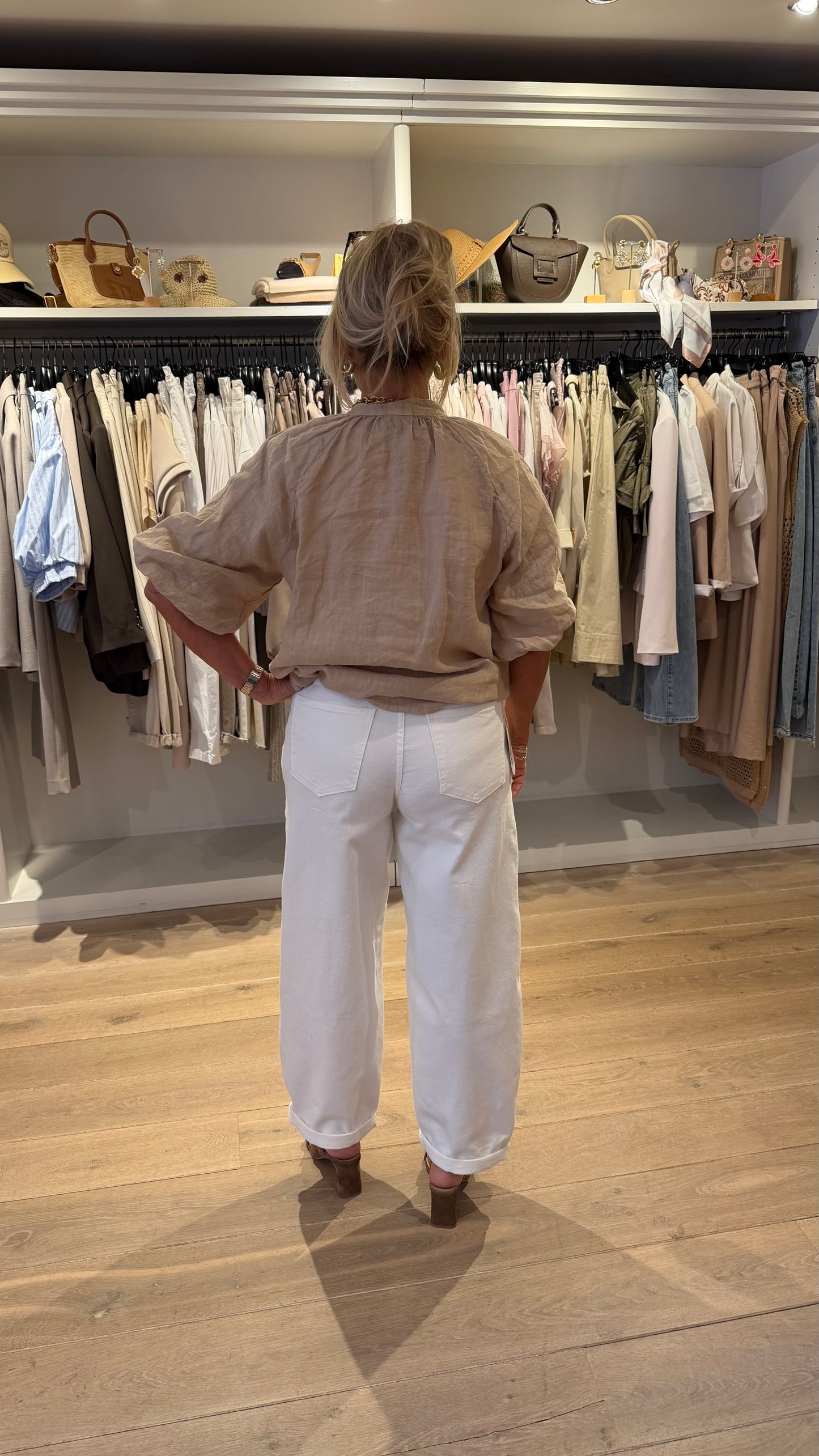 Barrel jeans wit