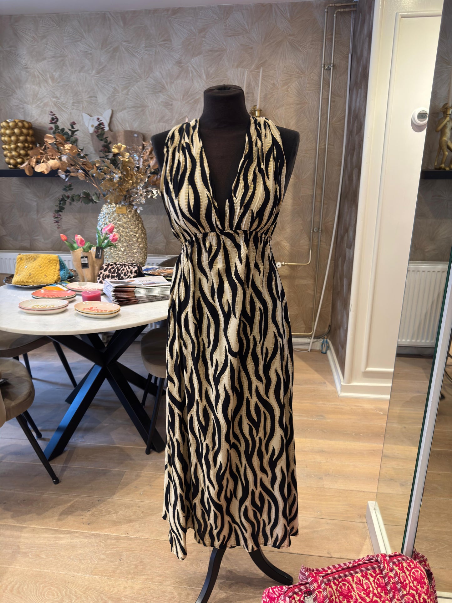 Marbella jurk zwart creme
