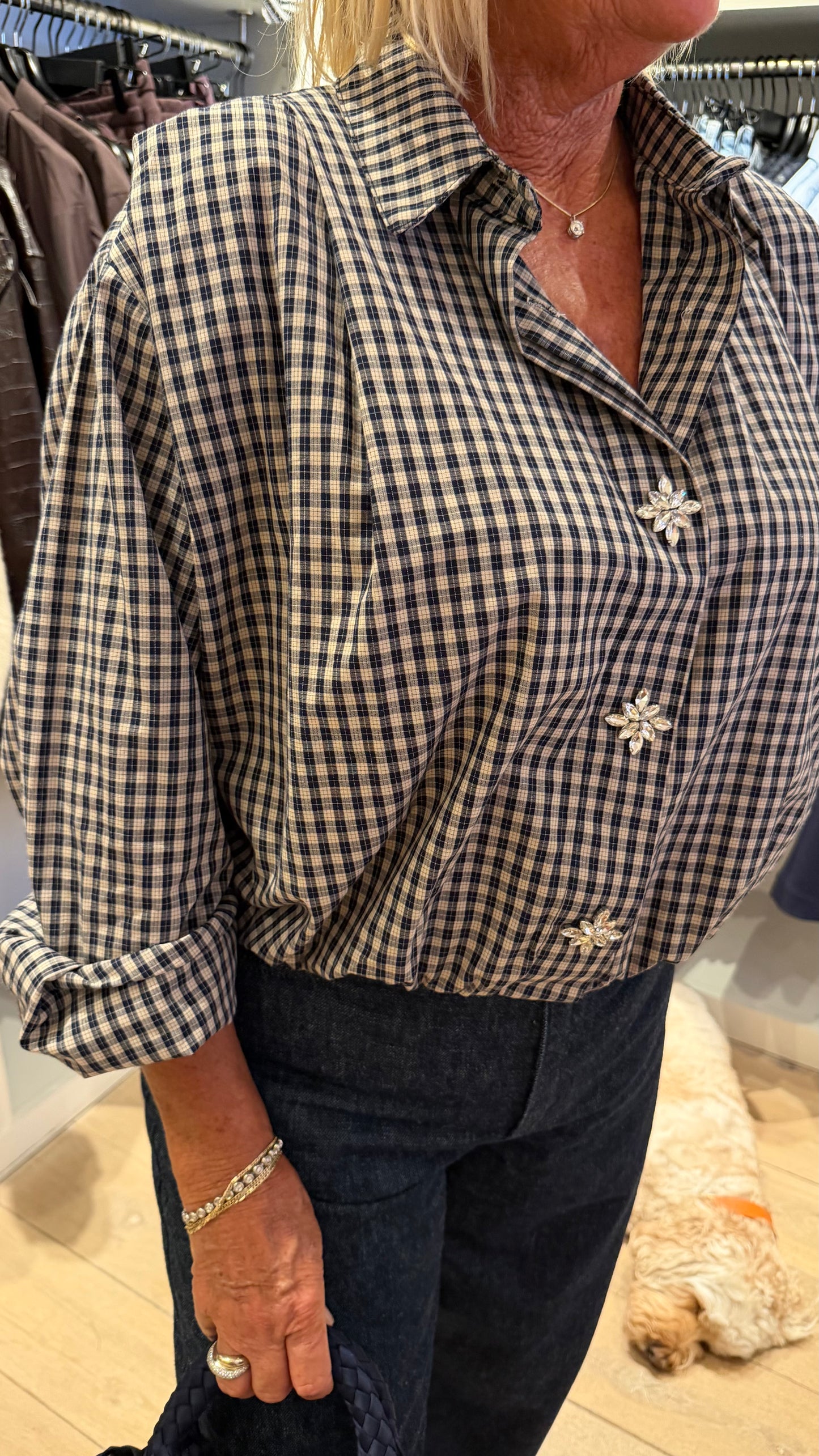Blouse ruit blauw
